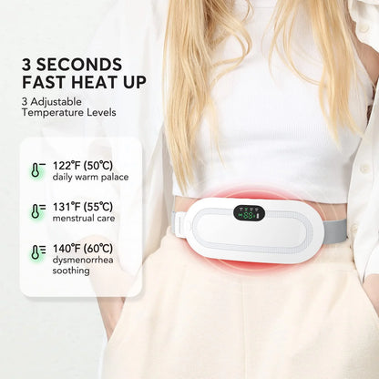 Portable Heating Pad for Period Comfort,1800Mah Cordless Period Heating Pad,3 Massage Modes Menstrual Heating Pad,Electric Rapid Fast Heating Period Comfort Heating Pad, Gifts for Women & Girl,White
